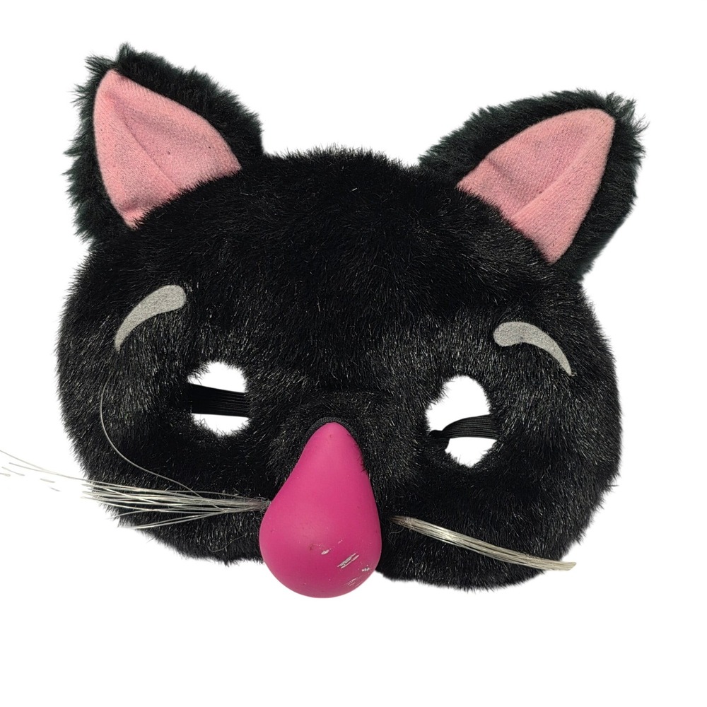 Applause Squeak Squad Black Cat Plush Mask Vintage Pink Nose 50522 Kids Costume*
